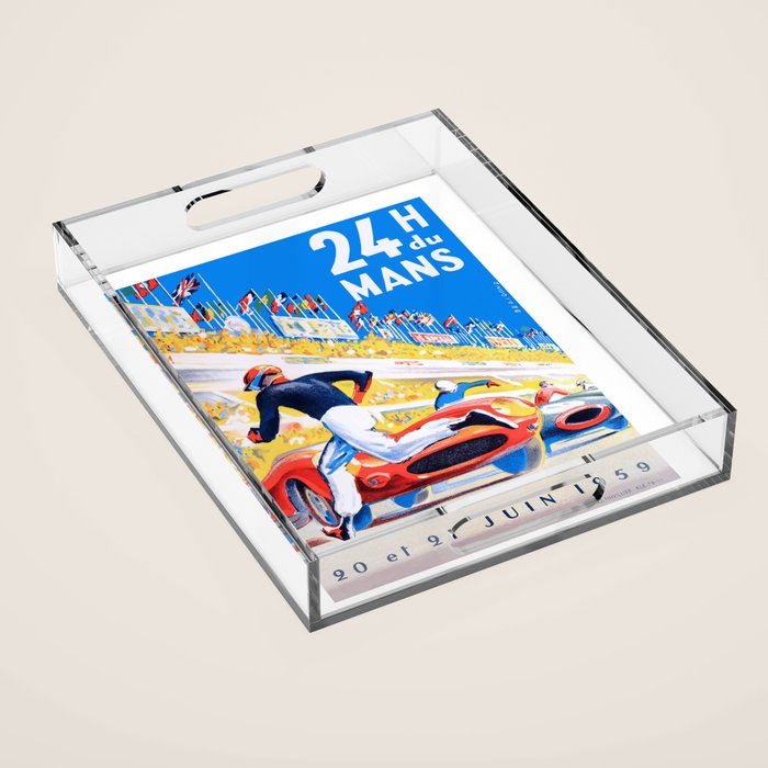 1959 24 Hours of Le Mans Race Poster Acrylic Tray