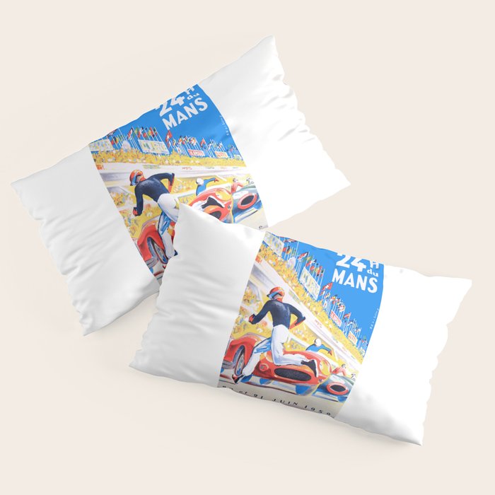 1959 24 Hours of Le Mans Race Poster Pillow Sham