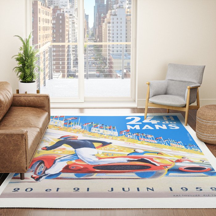 1959 24 Hours of Le Mans Race Poster Rug