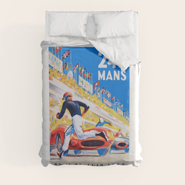 1959 24 Hours of Le Mans Race Poster Duvet Cover