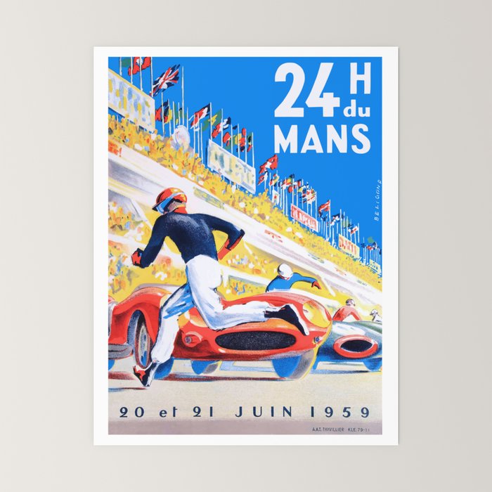 1959 24 Hours of Le Mans Race Poster Mini Art Print