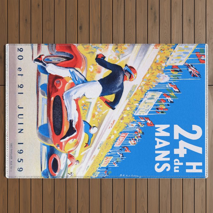 1959 24 Hours of Le Mans Race Poster Outdoor Rug