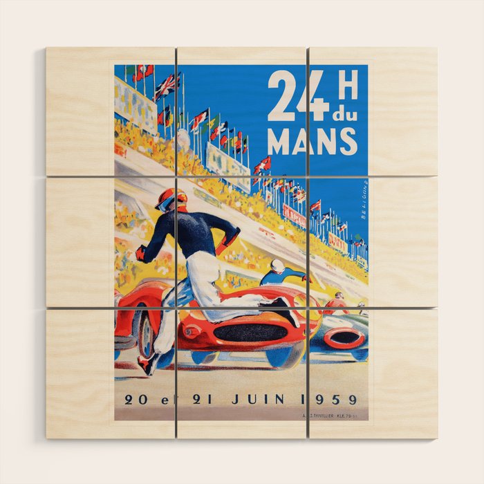 1959 24 Hours of Le Mans Race Poster Wood Wall Art