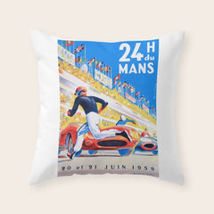 1959 24 Hours of Le Mans Race Poster Throw Pillow