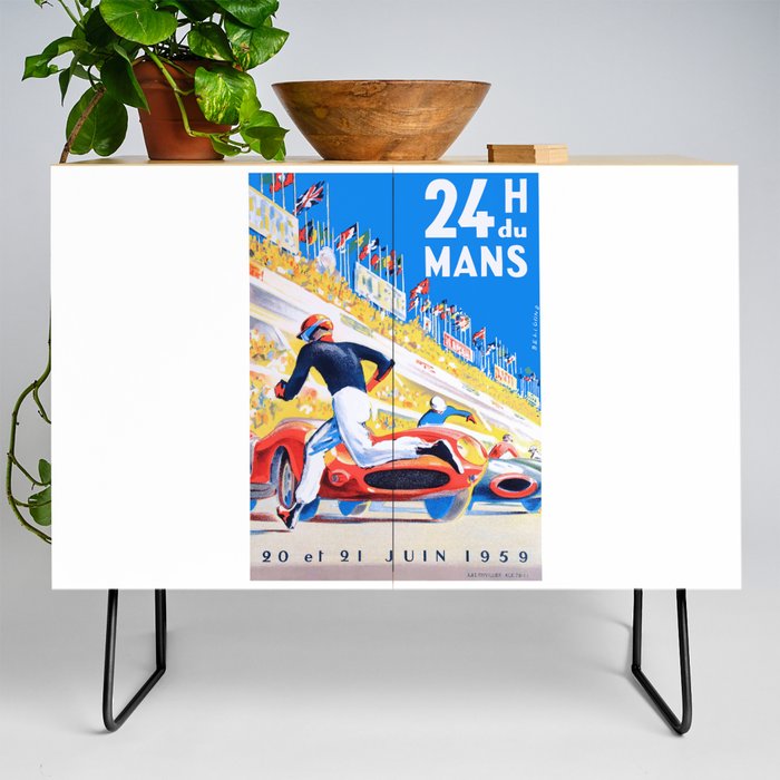 1959 24 Hours of Le Mans Race Poster Credenza