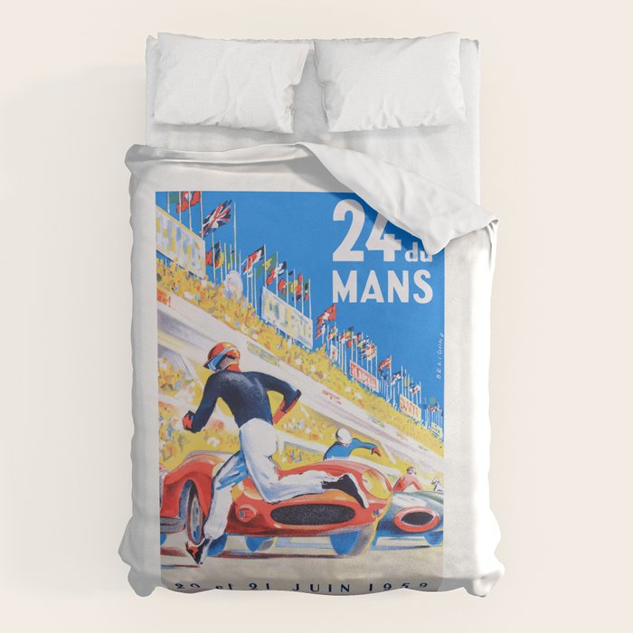 1959 24 Hours of Le Mans Race Poster Duvet Cover