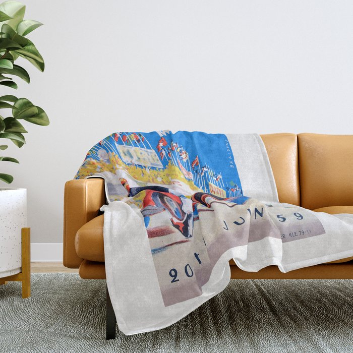 1959 24 Hours of Le Mans Race Poster Throw Blanket
