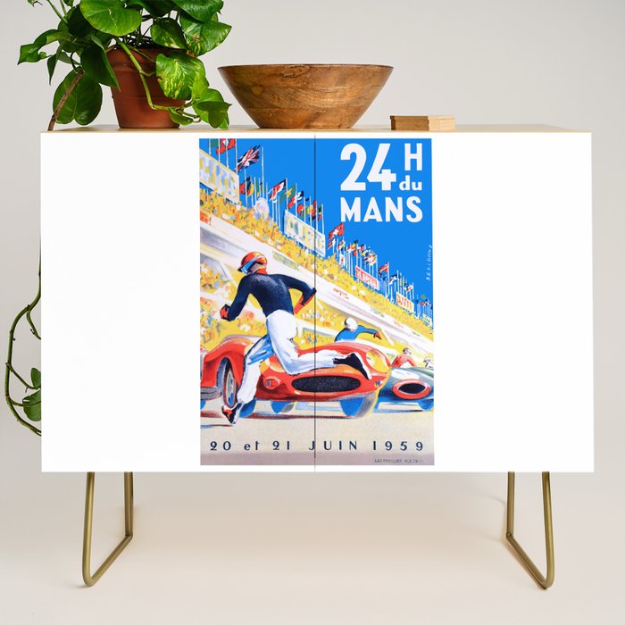 1959 24 Hours of Le Mans Race Poster Credenza