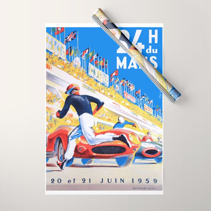 1959 24 Hours of Le Mans Race Poster Wrapping Paper