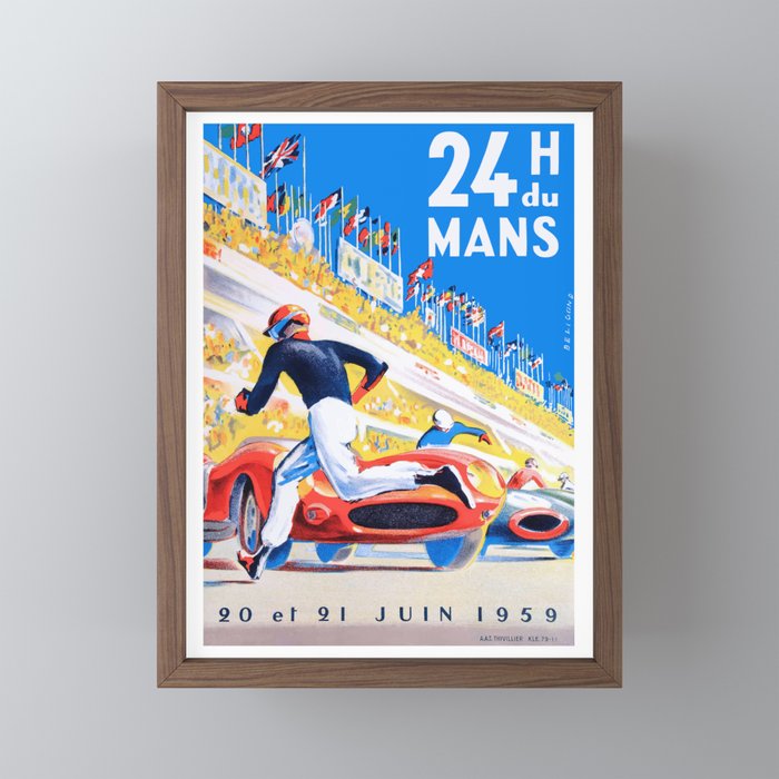 1959 24 Hours of Le Mans Race Poster Mini Art Print