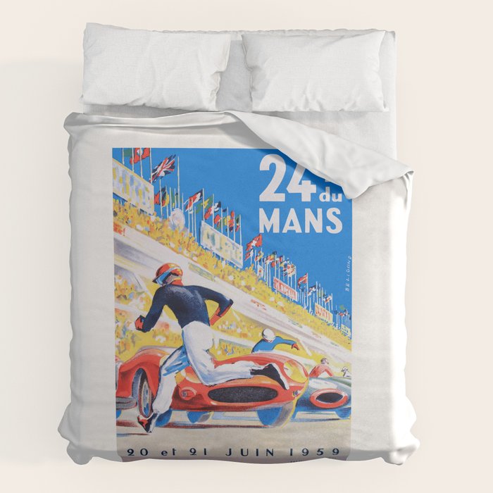 1959 24 Hours of Le Mans Race Poster Duvet Cover