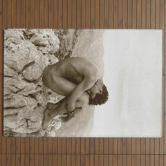 Caino' Male Nude black and white photograph / black and white photography by Wilhem von Gloeden Outdoor Rug