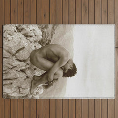 Caino' Male Nude black and white photograph / black and white photography by Wilhem von Gloeden Outdoor Rug