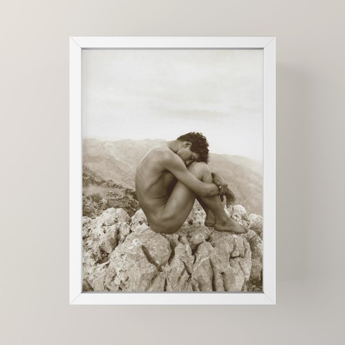 Caino' Male Nude black and white photograph / black and white photography by Wilhem von Gloeden Mini Art Print