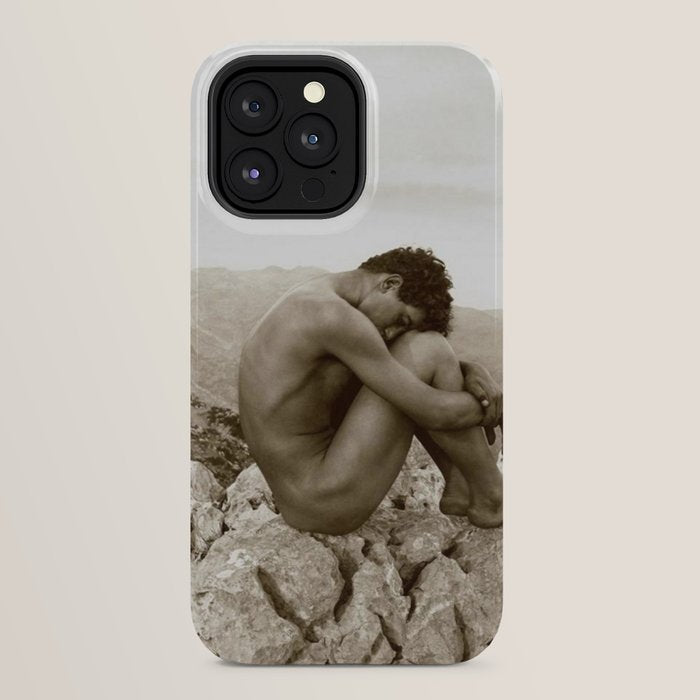 Caino' Male Nude black and white photograph / black and white photography by Wilhem von Gloeden iPhone Case