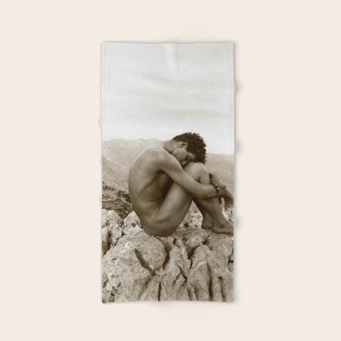 Caino' Male Nude black and white photograph / black and white photography by Wilhem von Gloeden Bath Towel