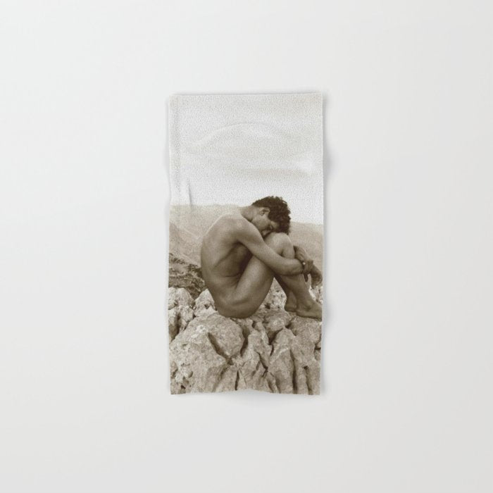 Caino' Male Nude black and white photograph / black and white photography by Wilhem von Gloeden Bath Towel