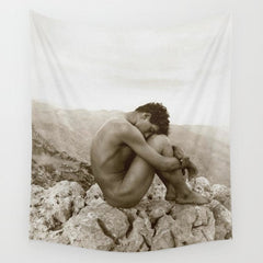 Caino' Male Nude black and white photograph / black and white photography by Wilhem von Gloeden Wall Tapestry