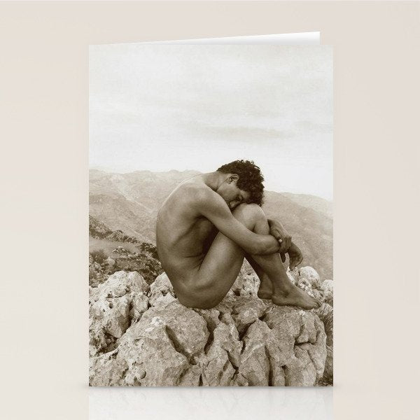Caino' Male Nude black and white photograph / black and white photography by Wilhem von Gloeden Stationery Card
