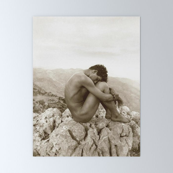 Caino' Male Nude black and white photograph / black and white photography by Wilhem von Gloeden Mini Art Print