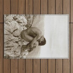 Caino' Male Nude black and white photograph / black and white photography by Wilhem von Gloeden Outdoor Rug