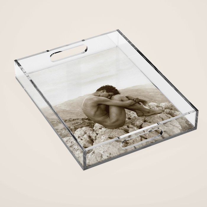 Caino' Male Nude black and white photograph / black and white photography by Wilhem von Gloeden Acrylic Tray