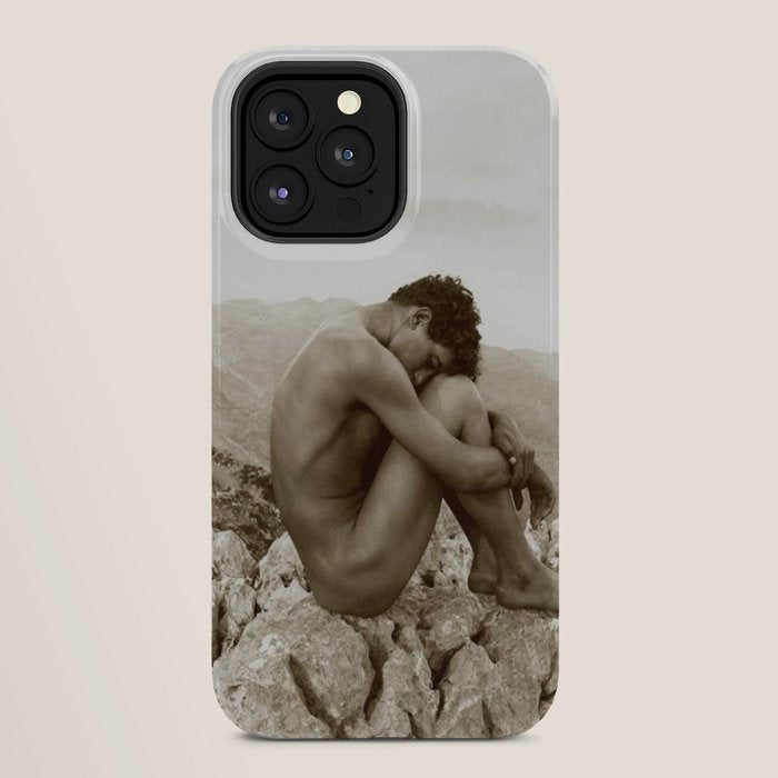 Caino' Male Nude black and white photograph / black and white photography by Wilhem von Gloeden iPhone Case