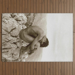 Caino' Male Nude black and white photograph / black and white photography by Wilhem von Gloeden Outdoor Rug