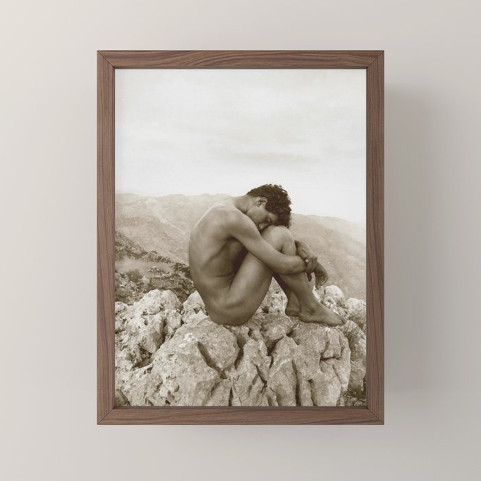 Caino' Male Nude black and white photograph / black and white photography by Wilhem von Gloeden Mini Art Print