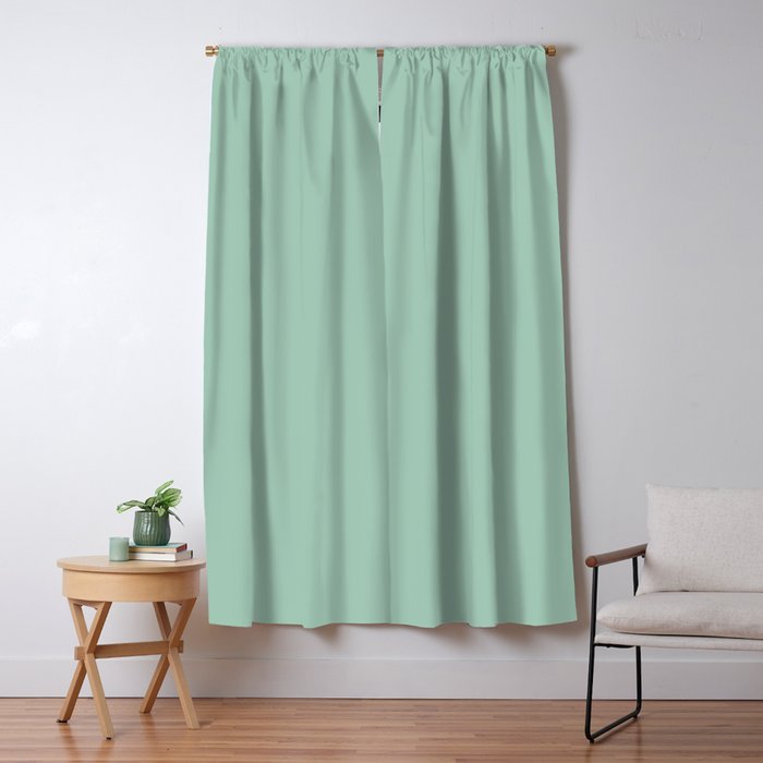 1950s Mint Green Solid Window Curtain