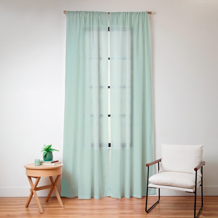 1950s Mint Green Solid Window Curtain