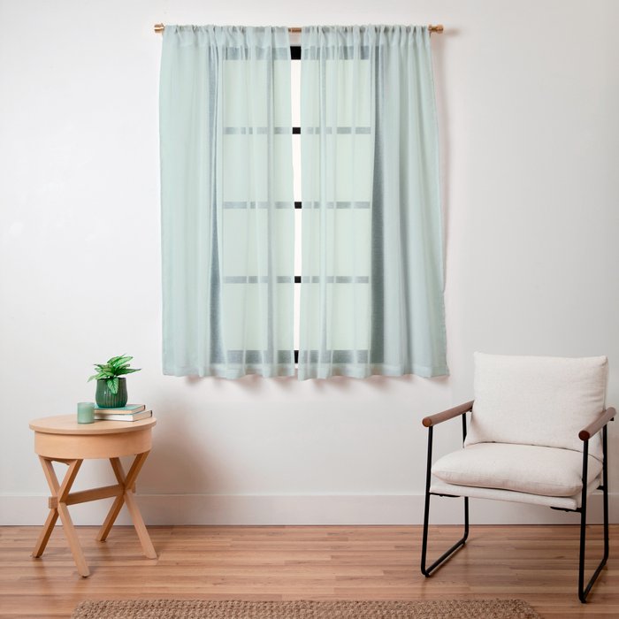 1950s Mint Green Solid Window Curtain
