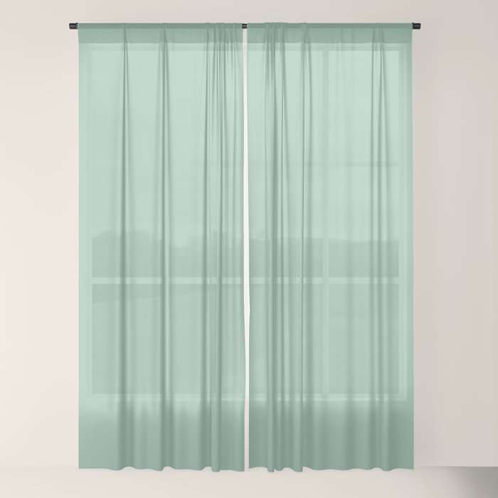 1950s Mint Green Solid Window Curtain