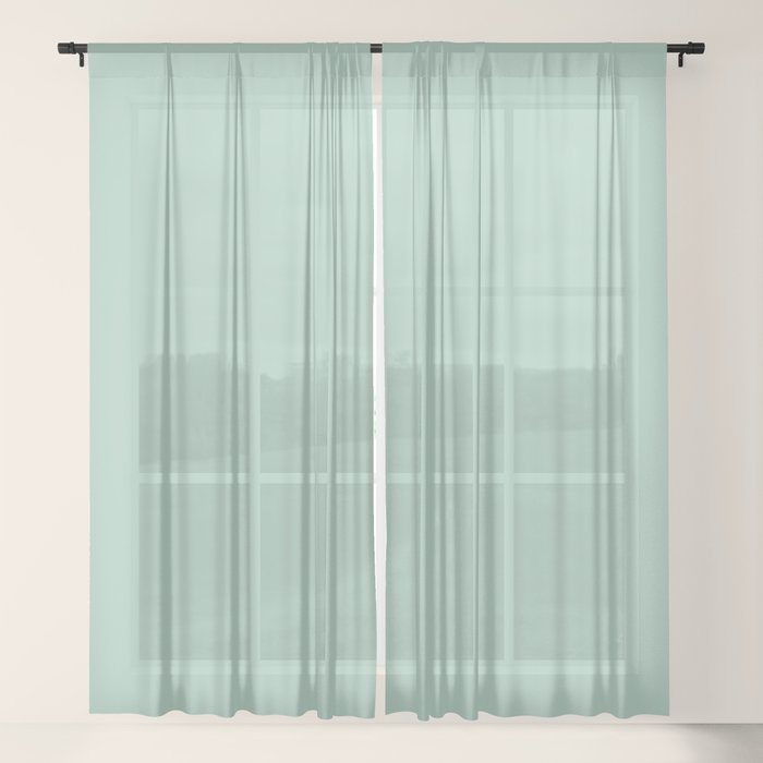 1950s Mint Green Solid Window Curtain