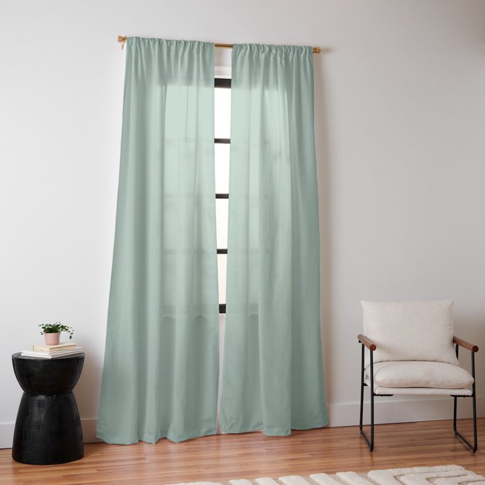 1950s Mint Green Solid Window Curtain