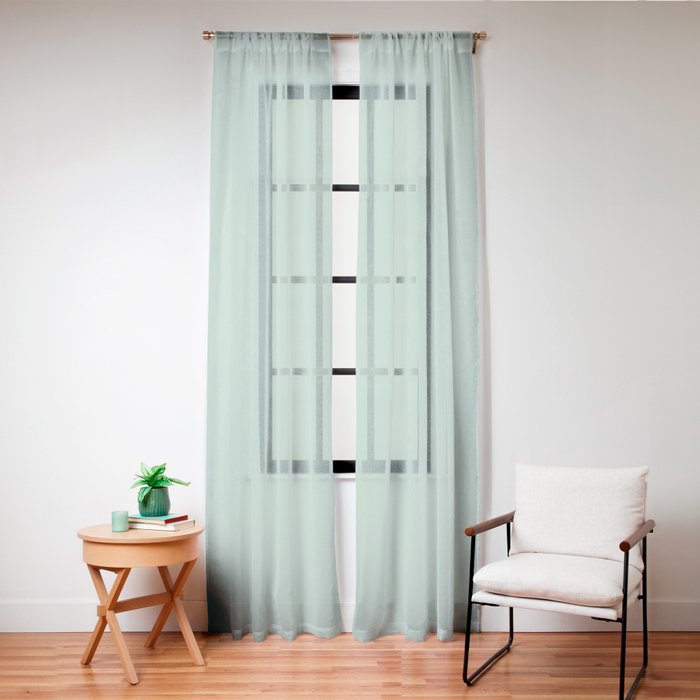 1950s Mint Green Solid Window Curtain