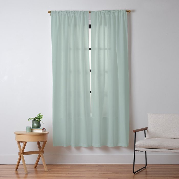 1950s Mint Green Solid Window Curtain