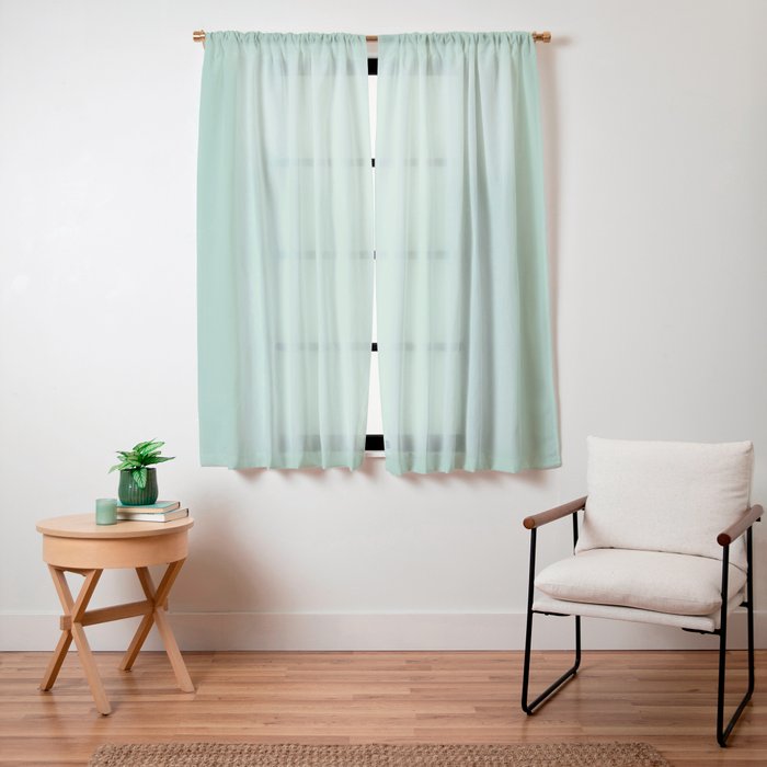 1950s Mint Green Solid Window Curtain