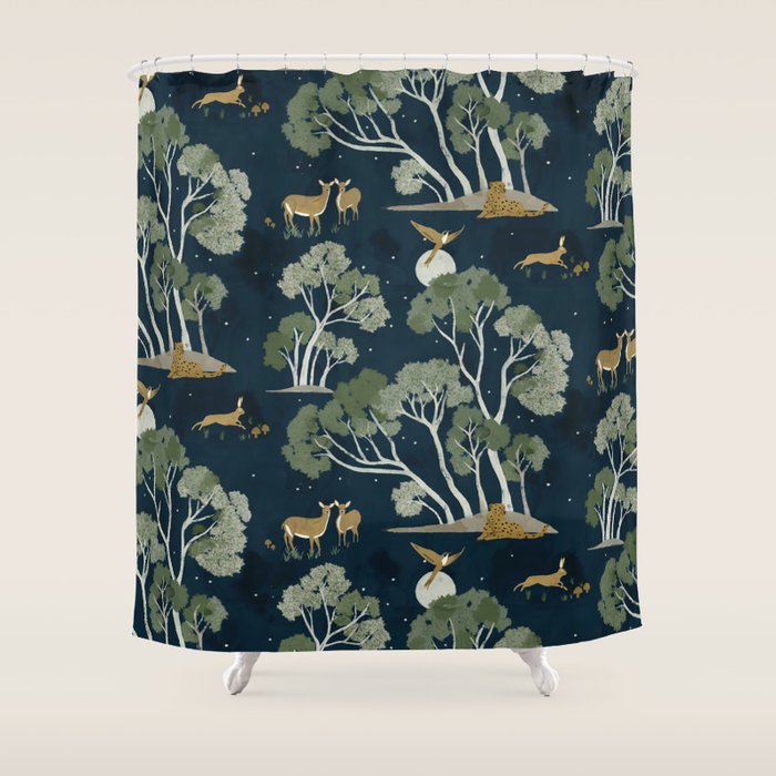 A Forest Awakens Full Moon Shower Curtain