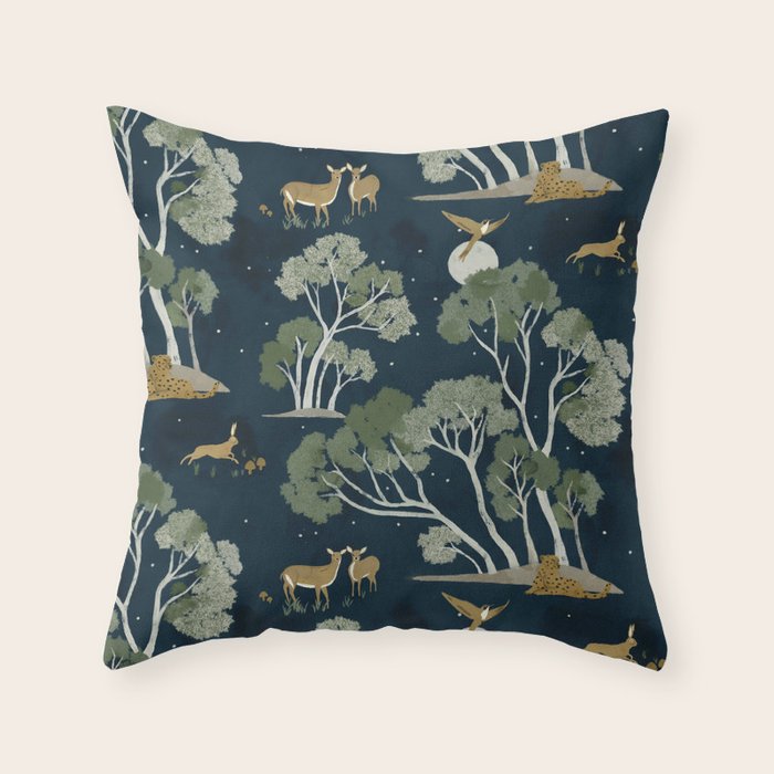 A Forest Awakens Full Moon Throw Pillow