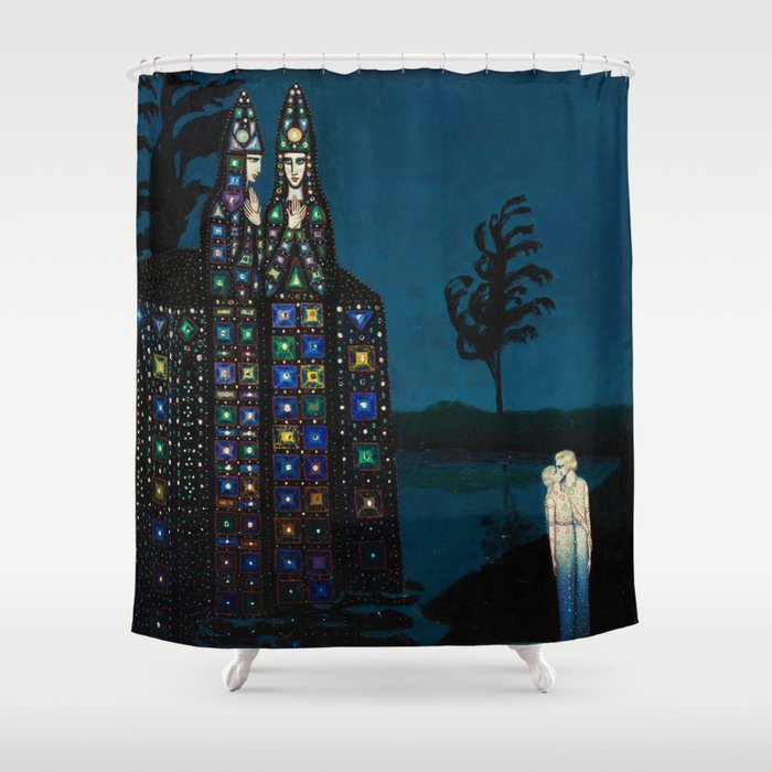 Confirmation of Love,' Magical Realism Portrait Painting by Boles����aw Biegas Shower Curtain
