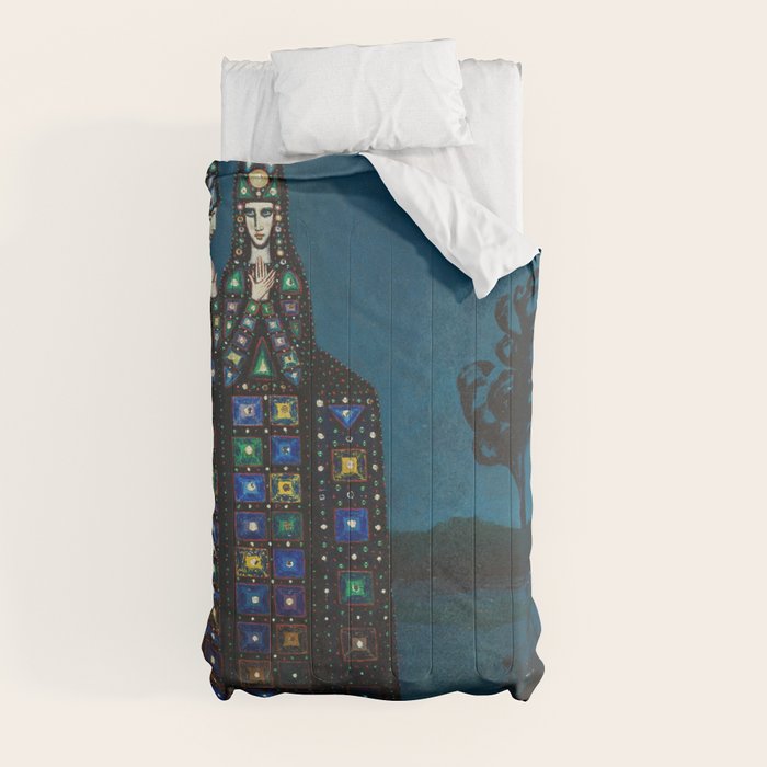 Confirmation of Love,' Magical Realism Portrait Painting by Boles����aw Biegas Comforter