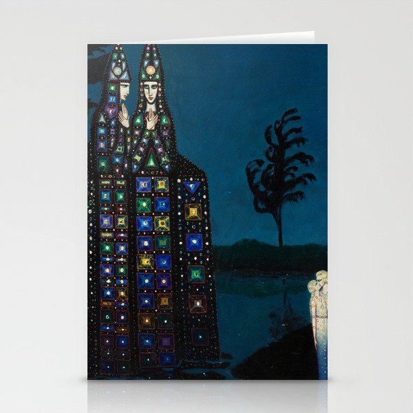 Confirmation of Love,' Magical Realism Portrait Painting by Boles����aw Biegas Stationery Card