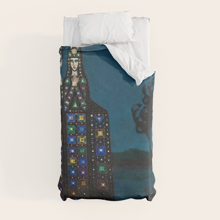 Confirmation of Love,' Magical Realism Portrait Painting by Boles����aw Biegas Duvet Cover