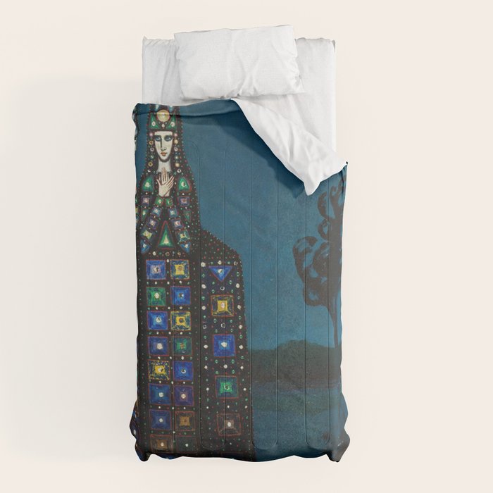 Confirmation of Love,' Magical Realism Portrait Painting by Boles����aw Biegas Comforter