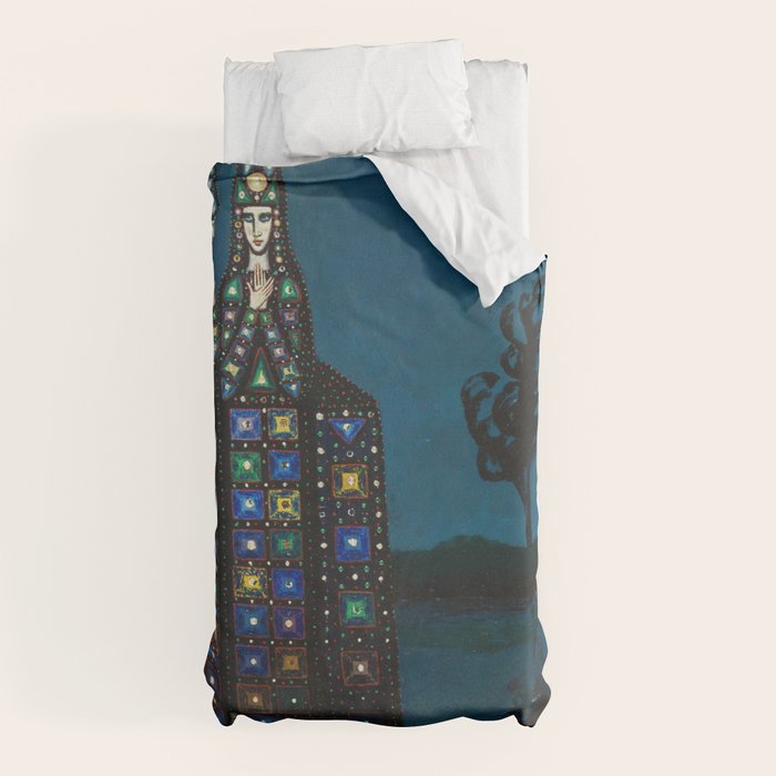 Confirmation of Love,' Magical Realism Portrait Painting by Boles����aw Biegas Duvet Cover