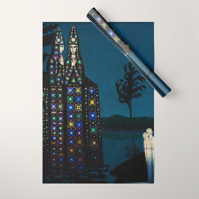 Confirmation of Love,' Magical Realism Portrait Painting by Boles����aw Biegas Wrapping Paper