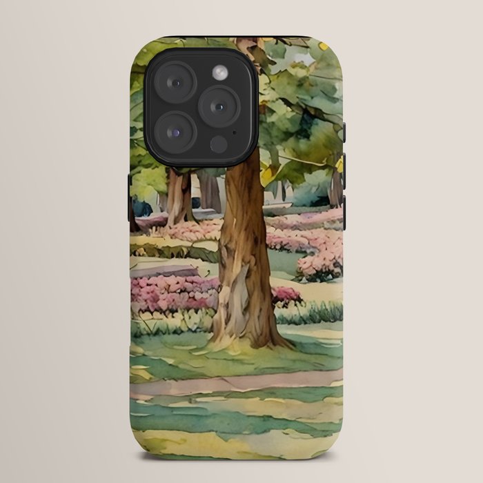 A beautiful day at the park iPhone Case