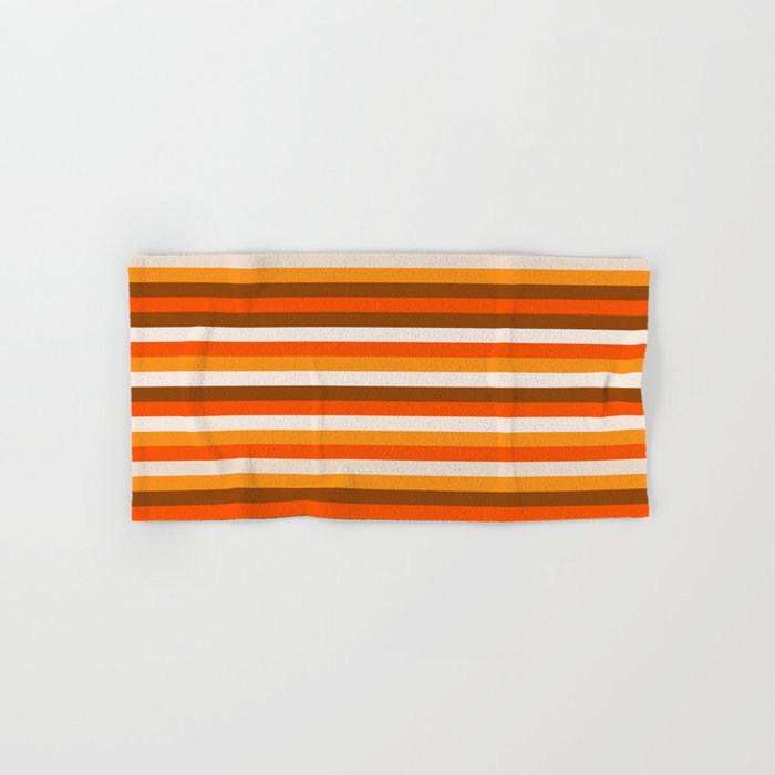 70s Fine Stripes in Retro Orange and Brown Bath Towel