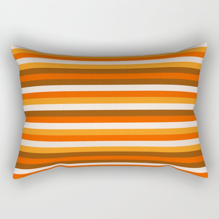 70s Fine Stripes in Retro Orange and Brown Rectangular Pillow